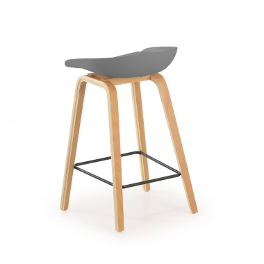 kitchen stool gray stool wooden legs synthetic leather no armrests 5