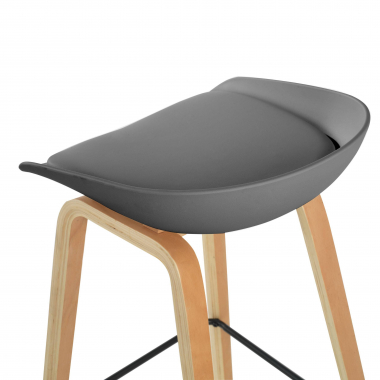 kitchen stool gray stool wooden legs synthetic leather no armrests 4