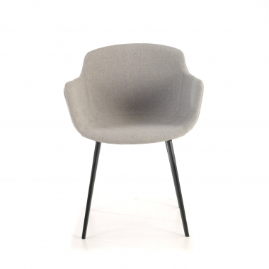 visitor chair black gray 4 legs fabric upholstered armrests 3