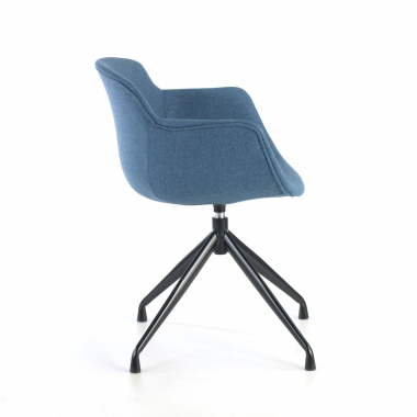 visitor chair blue pyramid base fabric upholstered armrests 6