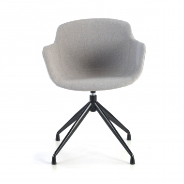 visitor chair black gray pyramid base fabric upholstered armrests 3