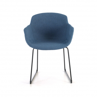 visitor chair blue sled base frame mesh fixed armrests 3