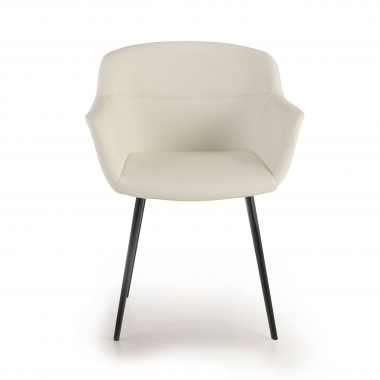 visitor chair white 4 legs synthetic leather upholstered armrests 2