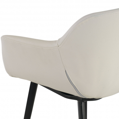visitor chair white 4 legs synthetic leather upholstered armrests 3