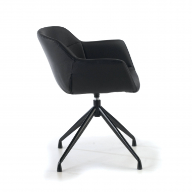 visitor chair black black pyramid base synthetic leather upholstered armrests 6