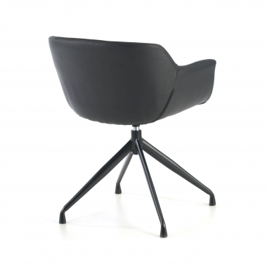 visitor chair black black pyramid base synthetic leather upholstered armrests 7