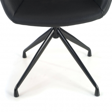 visitor chair black black pyramid base synthetic leather upholstered armrests 5