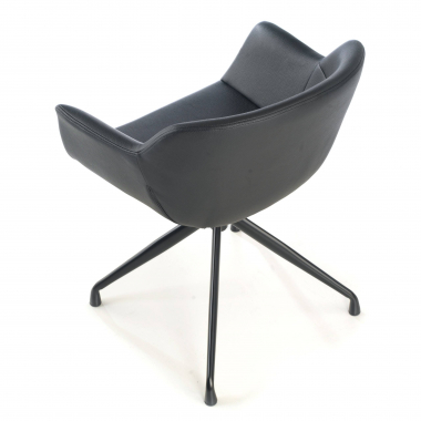 visitor chair black black pyramid base synthetic leather upholstered armrests 4