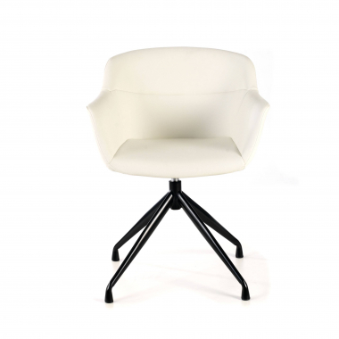 visitor chair black white pyramid base synthetic leather upholstered armrests 3