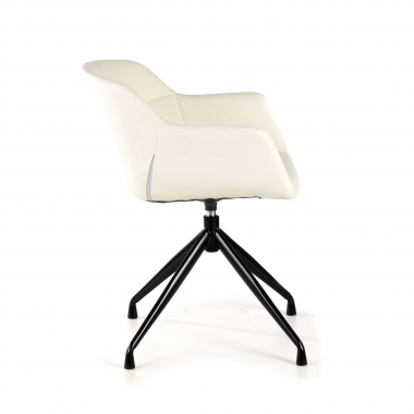visitor chair black white pyramid base synthetic leather upholstered armrests 6