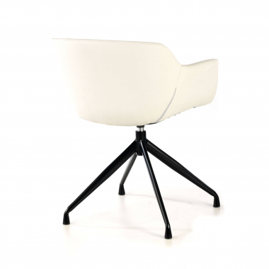 visitor chair black white pyramid base synthetic leather upholstered armrests 7