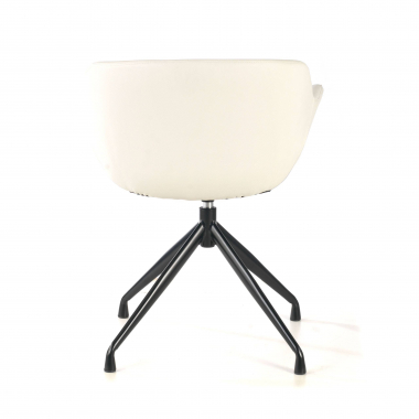 visitor chair black white pyramid base synthetic leather upholstered armrests 8