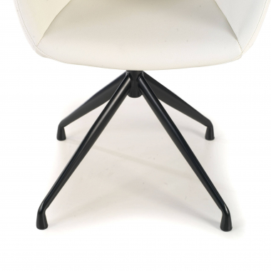 visitor chair black white pyramid base synthetic leather upholstered armrests 4