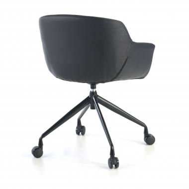 visitor chair black black with casters synthetic leather upholstered armrests 7