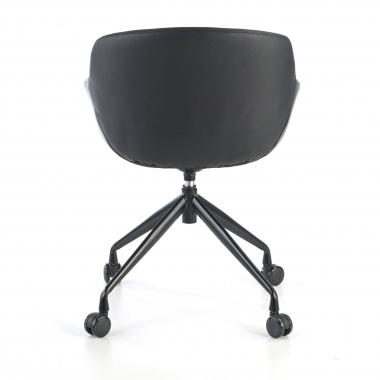 visitor chair black with casters synthetic leather upholstered armrests 8