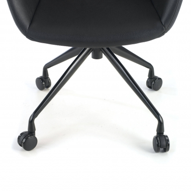 visitor chair black with casters synthetic leather upholstered armrests 5