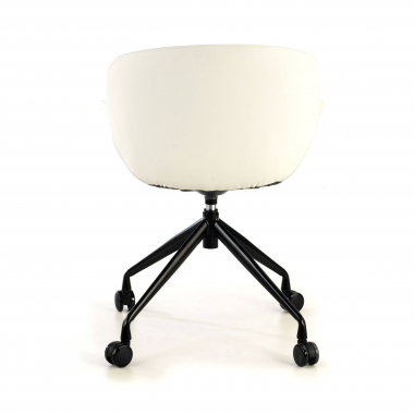 visitor chair black white with casters synthetic leather upholstered armrests 8