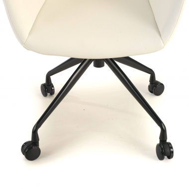 visitor chair black white with casters synthetic leather upholstered armrests 4