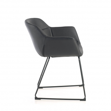 visitor chair black sled base synthetic leather fixed armrests 6