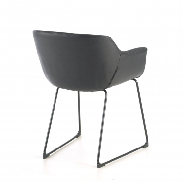 visitor chair black sled base synthetic leather fixed armrests 7