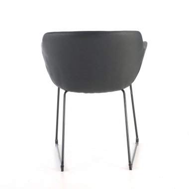 visitor chair black sled base synthetic leather fixed armrests 8