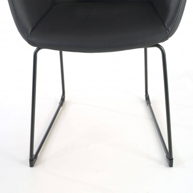 visitor chair black sled base synthetic leather fixed armrests 5
