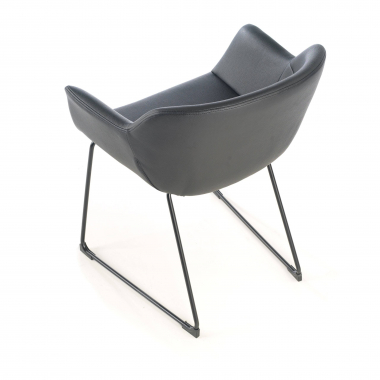 visitor chair black sled base synthetic leather fixed armrests 4