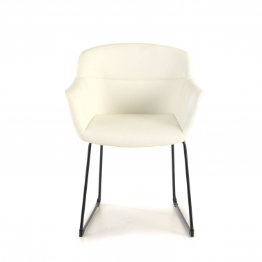 visitor chair white sled base synthetic leather fixed armrests 3