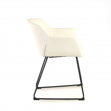visitor chair white sled base synthetic leather fixed armrests 6