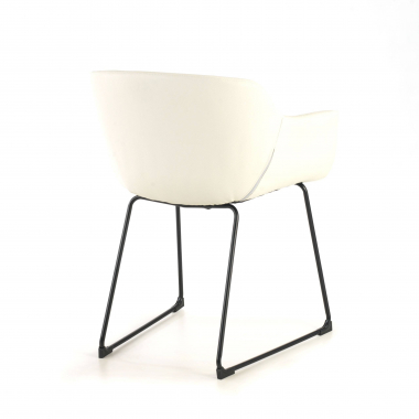 visitor chair white sled base synthetic leather fixed armrests 7