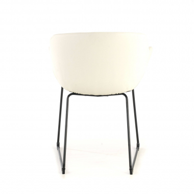 visitor chair white sled base synthetic leather fixed armrests 8