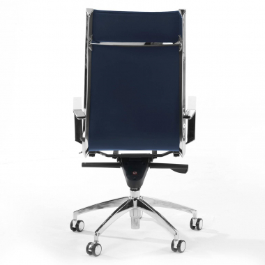 office chair blue chromed frame faux leather synthetic leather fixed armrests 7