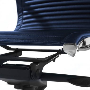 office chair blue chromed frame faux leather synthetic leather fixed armrests 4
