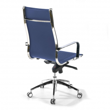 office chair blue chromed frame faux leather synthetic leather fixed armrests 8