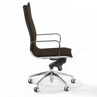 office chair brown chromed frame faux leather synthetic leather fixed armrests 7