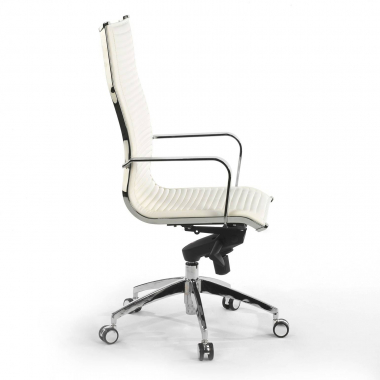 office chair white chromed frame faux leather synthetic leather fixed armrests 6