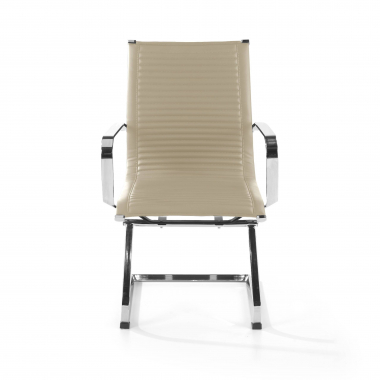 visitor chair beige chromed frame faux leather synthetic leather fixed armrests 3
