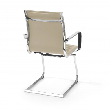 visitor chair beige chromed frame faux leather synthetic leather fixed armrests 6