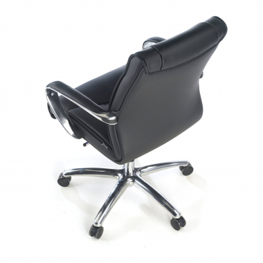 office chair black low back natural leather natural skin upholstered armrests 9