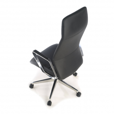 office chair black high back synthetic leather upholstered armrests 9