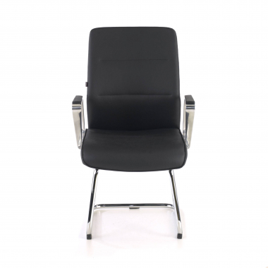 visitor chair black sled base frame synthetic leather upholstered armrests 3