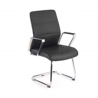 visitor chair black sled base frame synthetic leather upholstered armrests 1