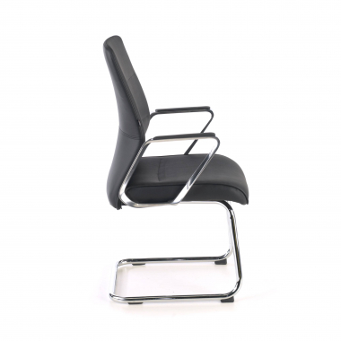 visitor chair black sled base frame synthetic leather upholstered armrests 7