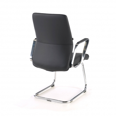 visitor chair black sled base frame synthetic leather upholstered armrests 8