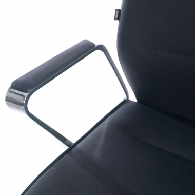 visitor chair black sled base frame synthetic leather upholstered armrests 4