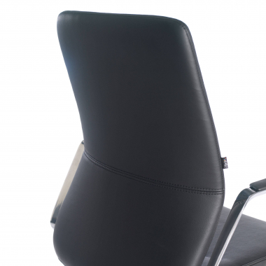 visitor chair black sled base frame synthetic leather upholstered armrests 5