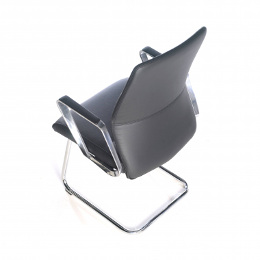 visitor chair black sled base frame synthetic leather upholstered armrests 6