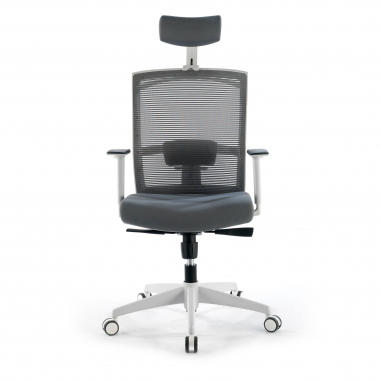 ergonomic chair white grey white frame headrest mesh 1d adjustable armrests lumbar support headrest 4