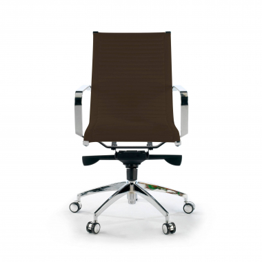 office chair brown chromed frame faux leather synthetic leather fixed armrests 3