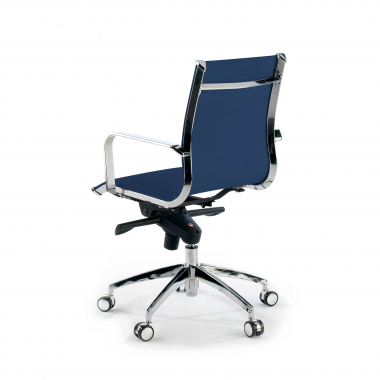 office chair blue chromed frame faux leather synthetic leather fixed armrests 8
